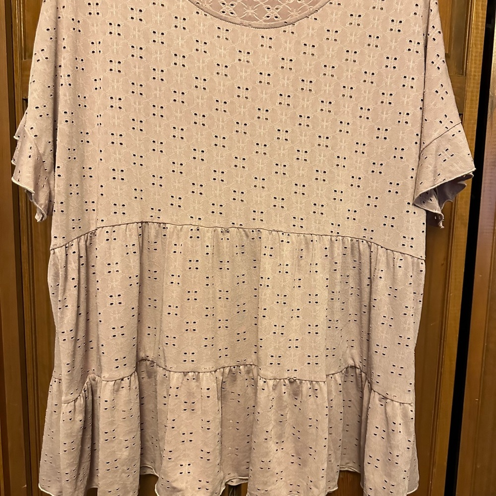 Pink eyelet top